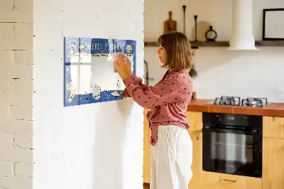 Tablă magnetică cu ștergere uscată planificator săptămânal cosmic
