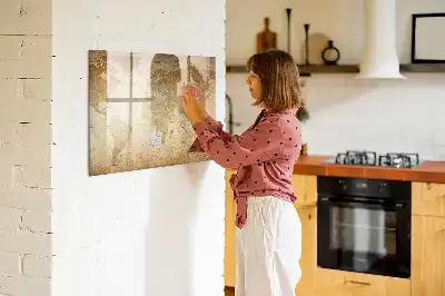 Harta lumii vintage tablă magnetică cu ștergere uscată