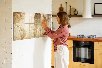Harta lumii vintage tablă magnetică cu ștergere uscată
