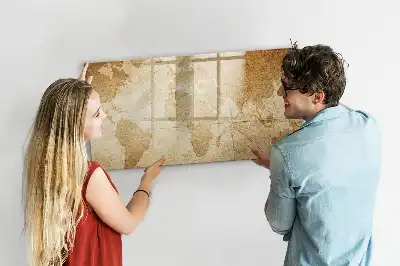 Harta lumii vintage tablă magnetică cu ștergere uscată