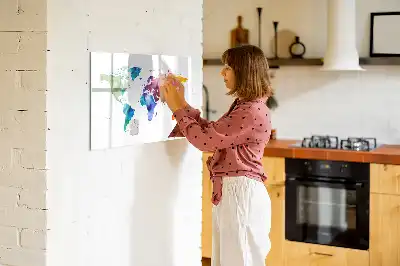 Harta lumii în acuarelă tablă magnetică cu ștergere uscată
