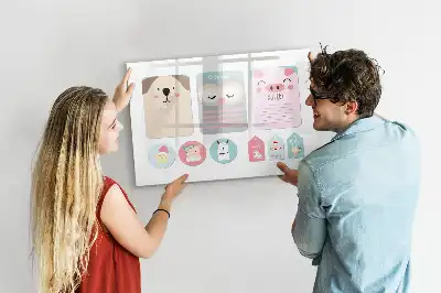 Tablă magnetică cu ștergere uscată model Animale vesele