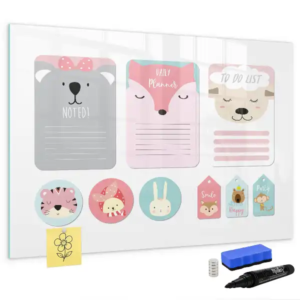 Tablă magnetică cu ștergere uscată cu design sub formă de marcaje de carte vesele