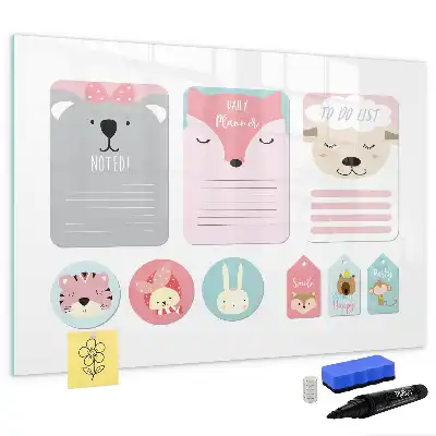 Tablă magnetică cu ștergere uscată cu design sub formă de marcaje de carte vesele