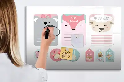 Tablă magnetică cu ștergere uscată cu design sub formă de marcaje de carte vesele