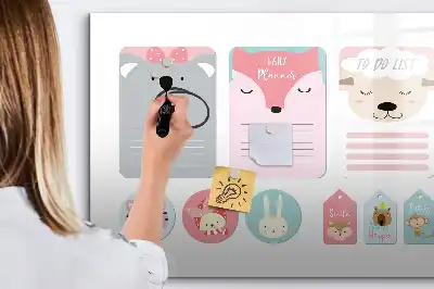 Tablă magnetică cu ștergere uscată cu design sub formă de marcaje de carte vesele