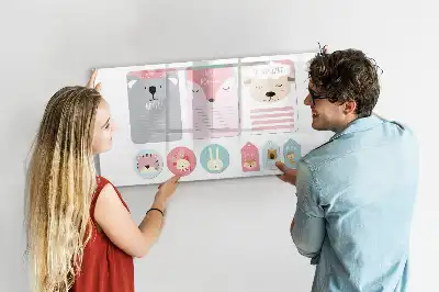 Tablă magnetică cu ștergere uscată cu design sub formă de marcaje de carte vesele
