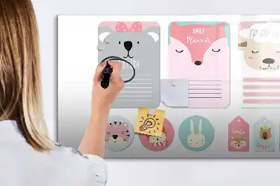 Tablă magnetică cu ștergere uscată cu design sub formă de marcaje de carte vesele