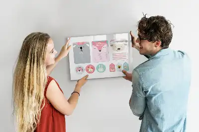 Tablă magnetică cu ștergere uscată cu design sub formă de marcaje de carte vesele