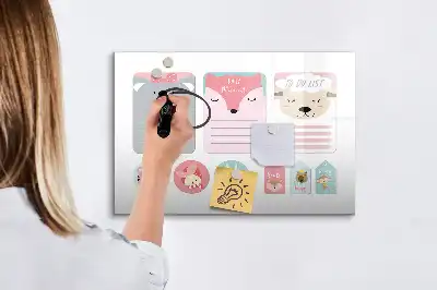 Tablă magnetică cu ștergere uscată cu design sub formă de marcaje de carte vesele