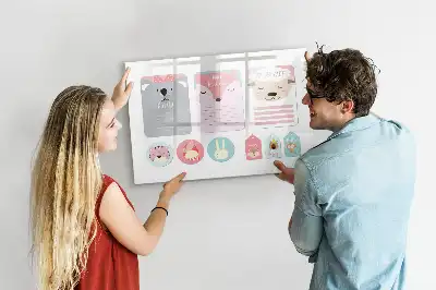 Tablă magnetică cu ștergere uscată cu design sub formă de marcaje de carte vesele