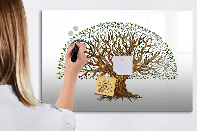 Tablă magnetică cu ștergere uscată cu model rădăcină de copac