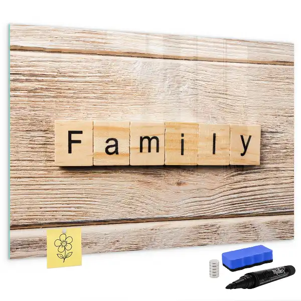 Tablă magnetică cu ștergere uscată cu textul Familie