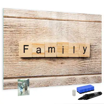 Tablă magnetică cu ștergere uscată cu textul Familie