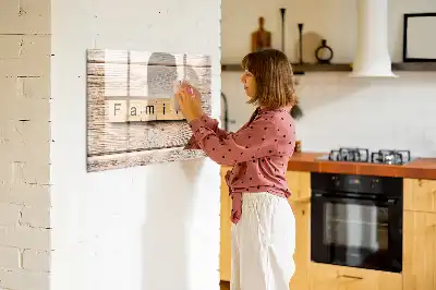 Tablă magnetică cu ștergere uscată cu textul Familie