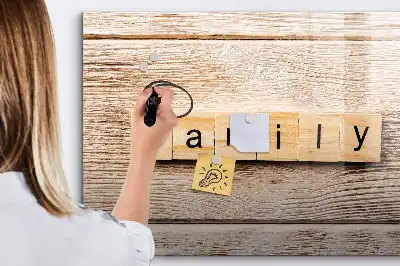 Tablă magnetică cu ștergere uscată cu textul Familie