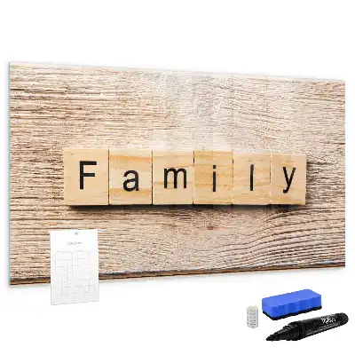 Tablă magnetică cu ștergere uscată cu textul Familie