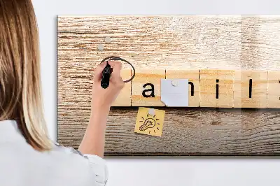 Tablă magnetică cu ștergere uscată cu textul Familie