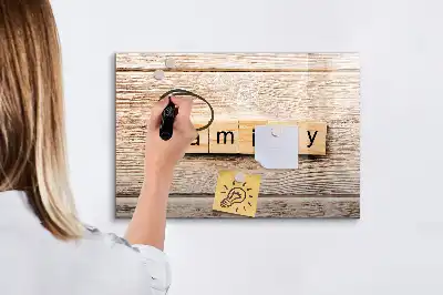 Tablă magnetică cu ștergere uscată cu textul Familie
