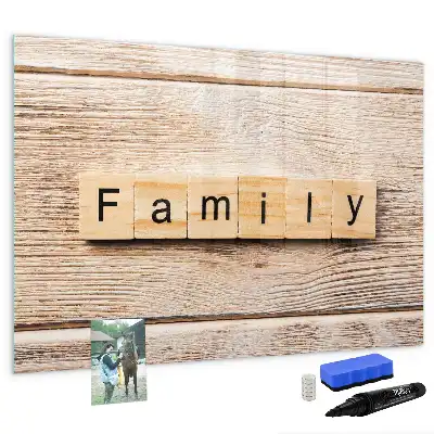 Tablă magnetică cu ștergere uscată cu textul Familie