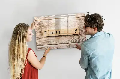Tablă magnetică cu ștergere uscată cu textul Familie