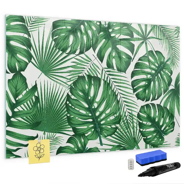 Tablă magnetică cu ștergere uscată cu model de frunze de monstera