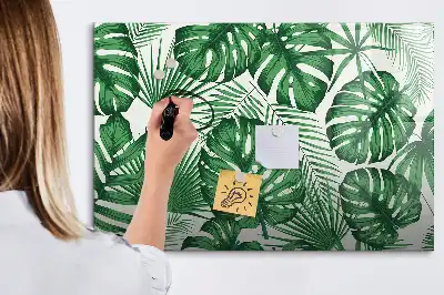 Tablă magnetică cu ștergere uscată cu model de frunze de monstera