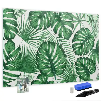 Tablă magnetică cu ștergere uscată cu model de frunze de monstera