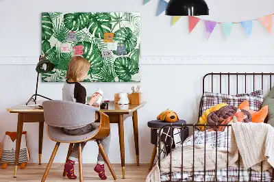 Tablă magnetică cu ștergere uscată cu model de frunze de monstera