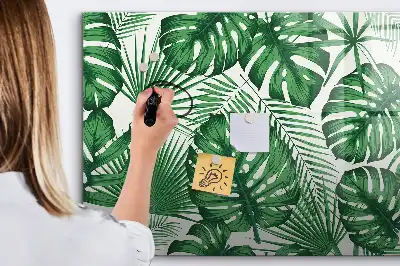 Tablă magnetică cu ștergere uscată cu model de frunze de monstera