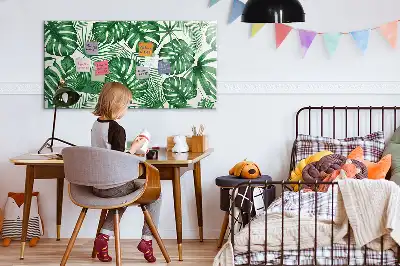 Tablă magnetică cu ștergere uscată cu model de frunze de monstera
