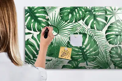 Tablă magnetică cu ștergere uscată cu model de frunze de monstera