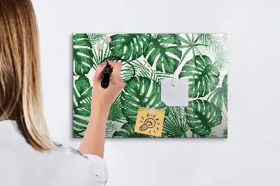 Tablă magnetică cu ștergere uscată cu model de frunze de monstera