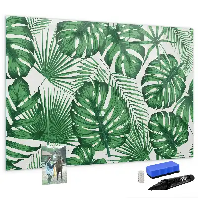 Tablă magnetică cu ștergere uscată cu model de frunze de monstera