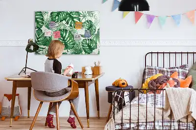 Tablă magnetică cu ștergere uscată cu model de frunze de monstera