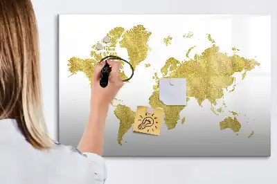 Harta aurie a lumii tablă magnetică cu ștergere uscată