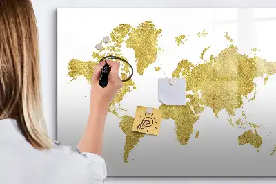 Harta aurie a lumii tablă magnetică cu ștergere uscată