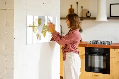 Harta aurie a lumii tablă magnetică cu ștergere uscată