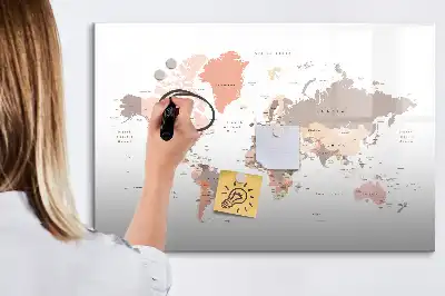 Tablă magnetică cu ștergere uscată harta detaliată a lumii