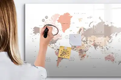 Tablă magnetică cu ștergere uscată harta detaliată a lumii