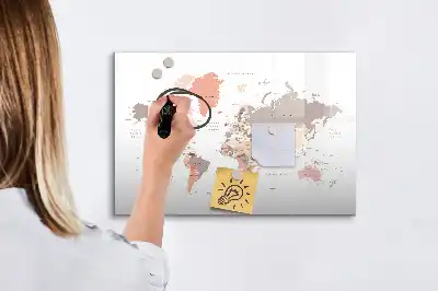 Tablă magnetică cu ștergere uscată harta detaliată a lumii