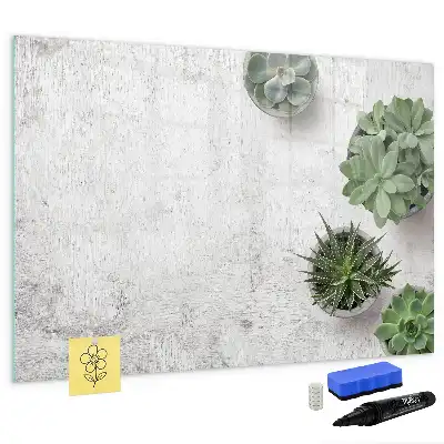 Tablă magnetică cu ștergere uscată cu design de plante decorative