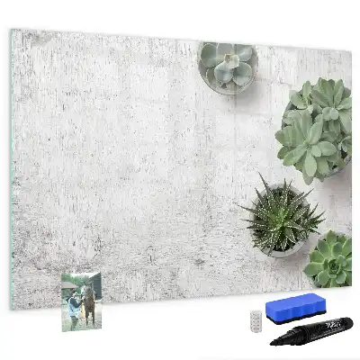 Tablă magnetică cu ștergere uscată cu design de plante decorative