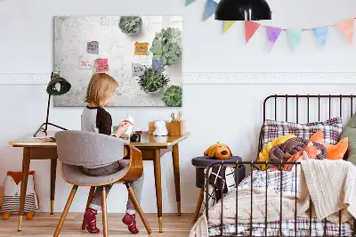 Tablă magnetică cu ștergere uscată cu design de plante decorative