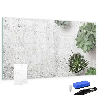 Tablă magnetică cu ștergere uscată cu design de plante decorative