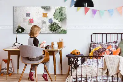 Tablă magnetică cu ștergere uscată cu design de plante decorative
