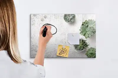 Tablă magnetică cu ștergere uscată cu design de plante decorative