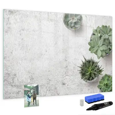 Tablă magnetică cu ștergere uscată cu design de plante decorative