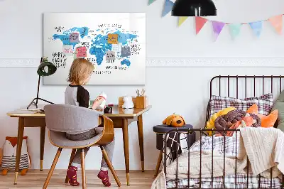 Tablă magnetică cu ștergere uscată cu design harta albastră a Pământului
