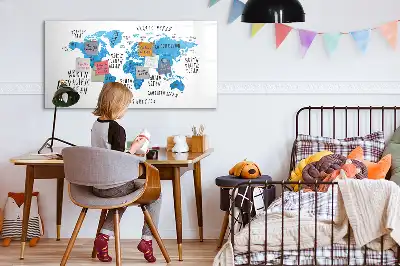 Tablă magnetică cu ștergere uscată cu design harta albastră a Pământului